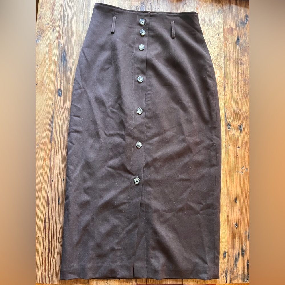 Vintage Brown Button Up Skirt with Belt Loops